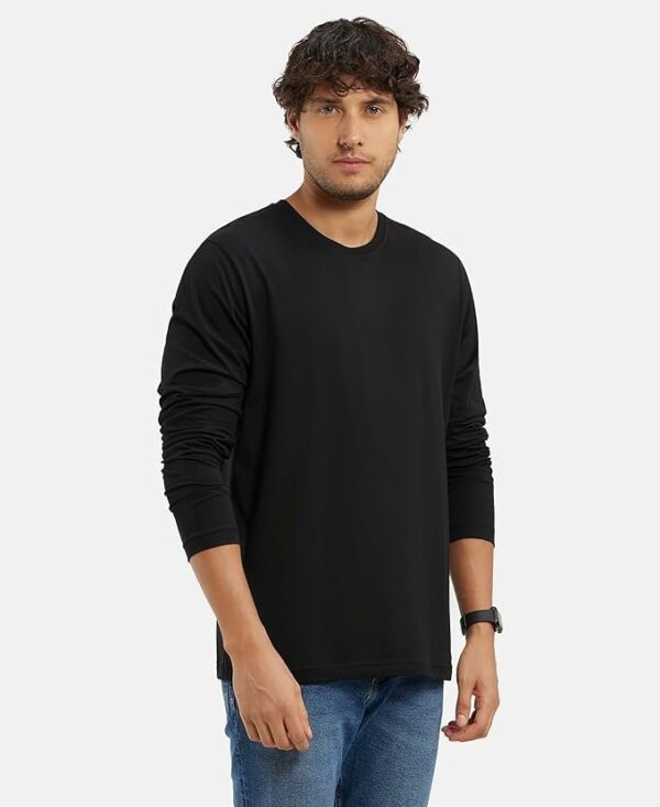 Jockey AM95 Men's Super Combed Cotton Rich Regular Fit Solid Round Neck Full Sleeve T-Shirt