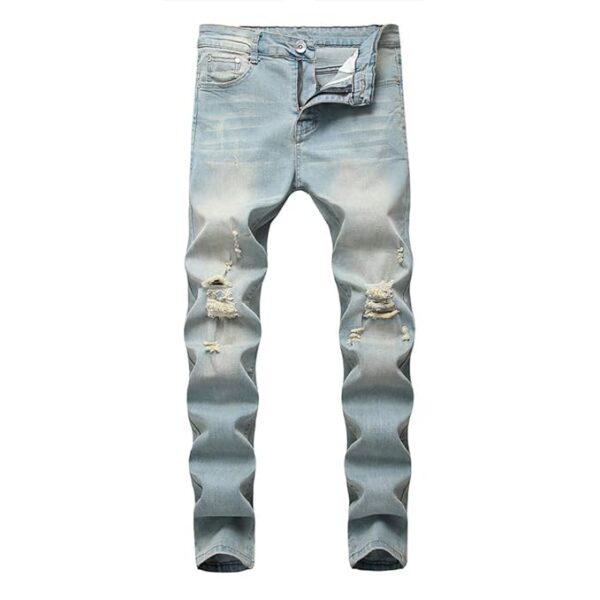 LONGBIDA Men's Slim Fit Ripped Stretch Skinny Jeans for Men, Distressed Tapered Leg Fashion Pants