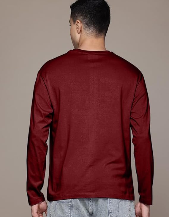Veirdo® Pure Cotton Round Neck Regular Fit Solid Full Sleeve T-Shirt for Men & Boys (Available in Black, Cork, Green, Maroon, Navy, Swanwhite & White Color)