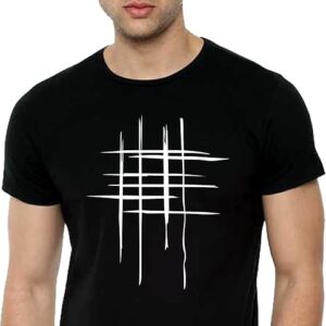 Abstract Lines Printed Men's White T-Shirt