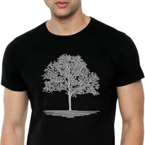Men's White T-Shirt with Black Tree Design